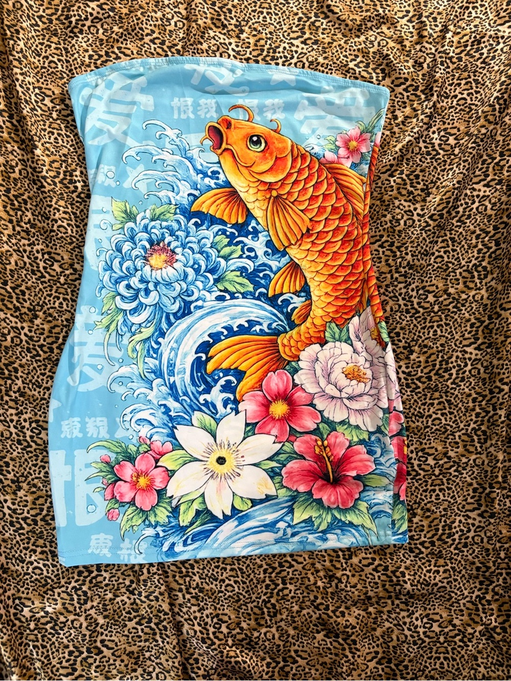 SHEIN Blue and Orange Koi Fish Aquarium Decor Poster